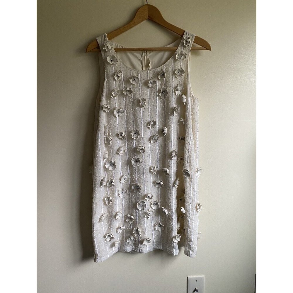 Geode ModCloth L Large Women Floral Textured Beaded Mini Cocktail Dress NWOT